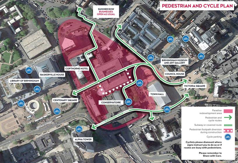 Cycle map Birmingham paradise area redevelopment