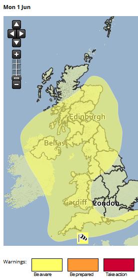 Yellow wind Warning North East