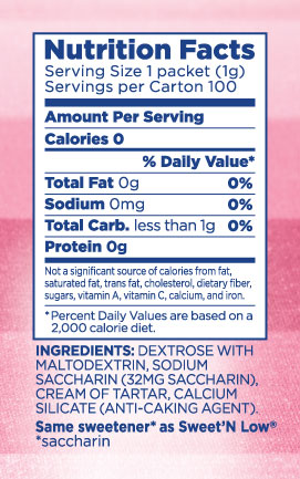 What are the ingredients in Sweet and Low artificial sweetener?