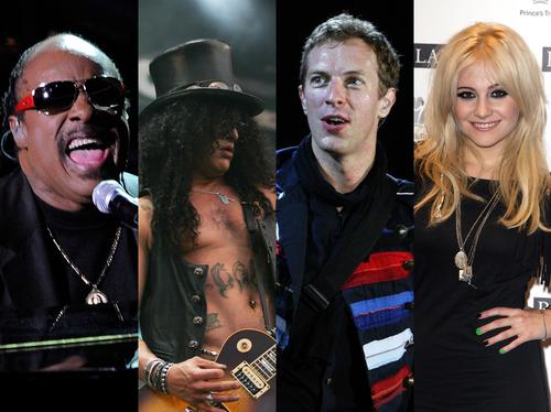 Stevie Wonder, Slash, Chris Martin, Pixie Lott