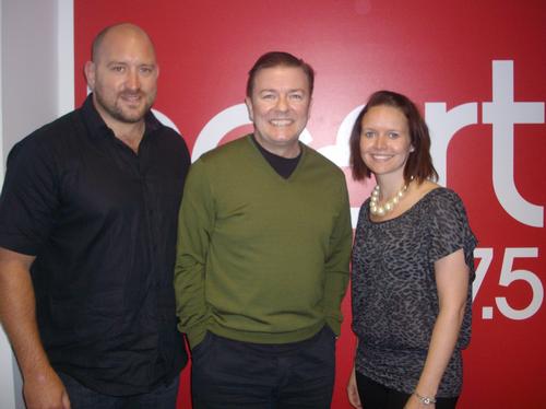 Ricky Gervais with Jules and Bunker