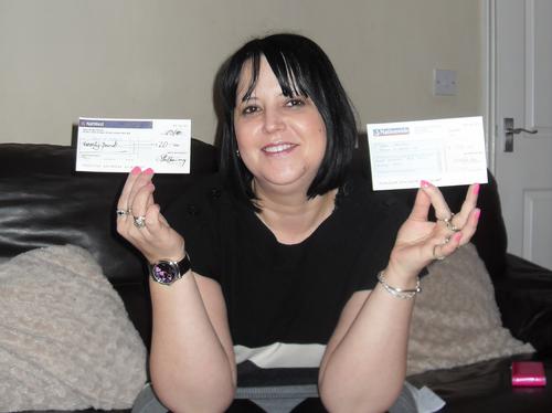 Liane shows off the cash she has raised for the Ha