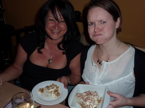 Mum Natalie and Jules compare the banoffee pie siz