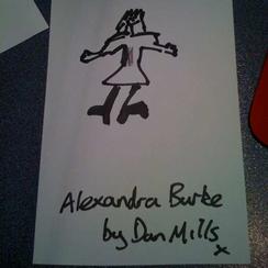 A drawing of Alexandra Burke by Dan Mills.