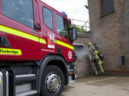 Kent firefighters at new training facilities