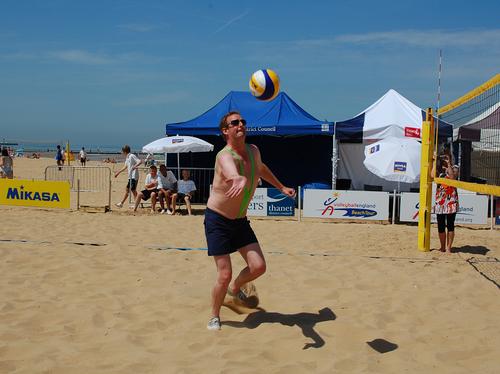 James Heming learns volleyball