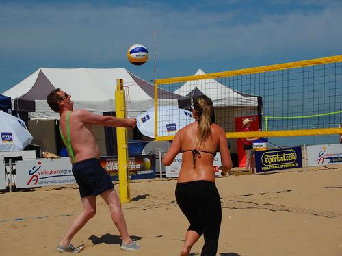 James Heming learns volleyball