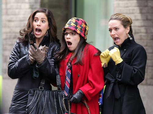 America Ferrera, Ana Ortiz and Becki Newton on the set of Ugly Betty in ...