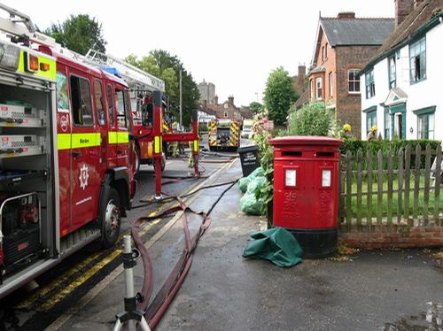 Firefighters tackling the fire in Staplehurst