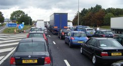 Huge tailbacks on the M1 