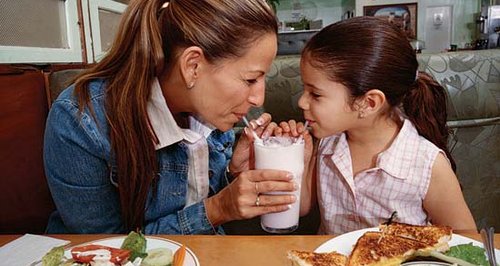 mother and child eating