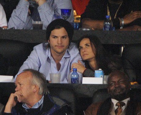 Ashton Kutcher and Demi Moore at the Super Bowl XL