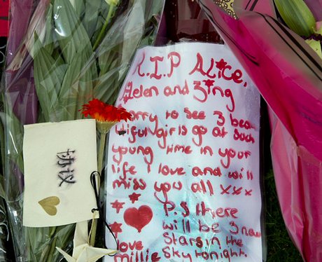 Flowers left outside the Ding's house