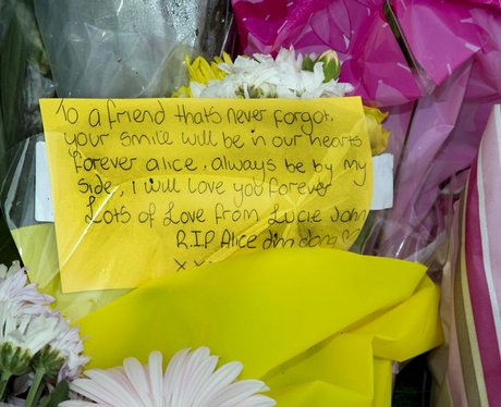 Flowers left outside the Ding's house