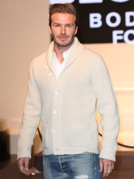 David Beckham strikes a pose - David Beckham H&M Launch - Heart