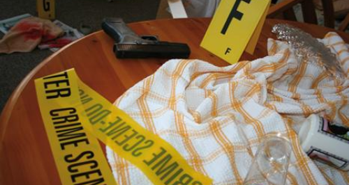 Specially set-up crime scene for students