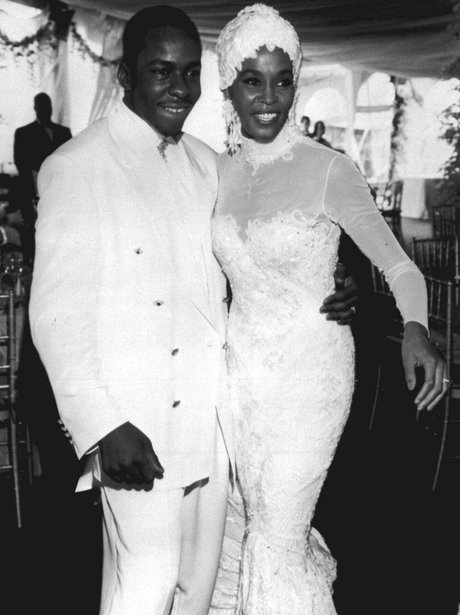Whitney Houston on her wedding day with Bobby Brow