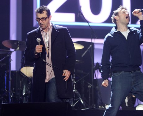 Blur perform during rehearsal at the BRIT Awards 2