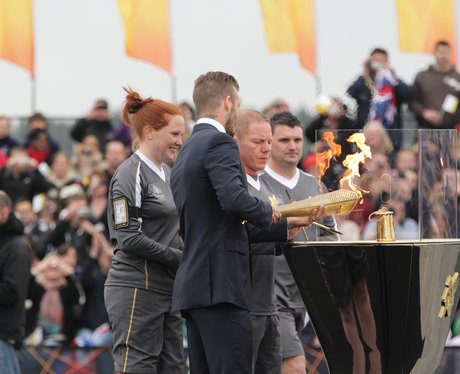 David Beckham with the Olympic Flame