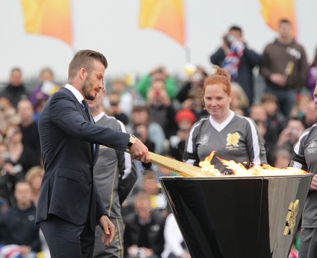 David Beckham with the Olympic Flame