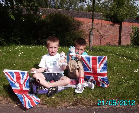 "My boys waiting in Taunton for the Torch"