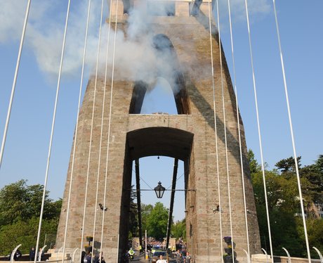 Olympic Torch on Suspension Bridge
