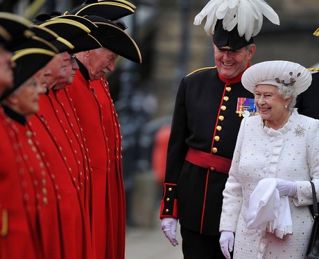The Queen greets Chelsea pensioners