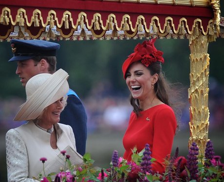 The Duchess of Cambridge and the Duchess of Cornwall laugh
