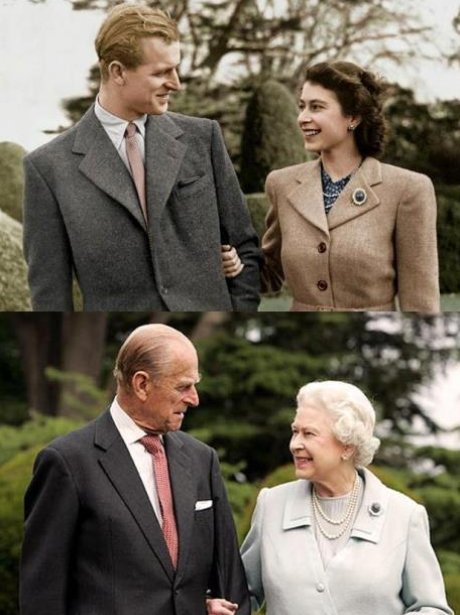 The Queen and Prince Philip then and npw