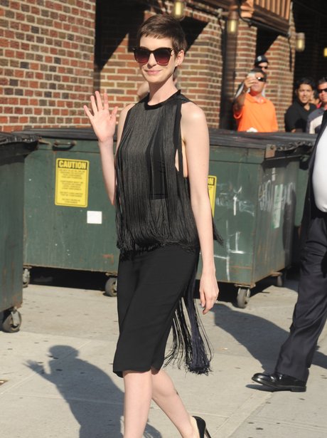 Anne Hathaway tassel dress
