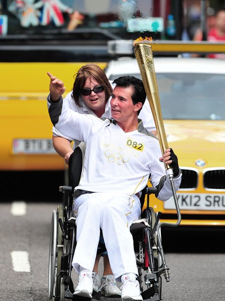 Eddie Kidd with Olympic torch in Lewes