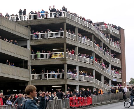 Crowds in the car park