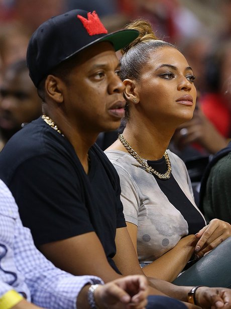 Beyonce and Jay-Z watch basketball together