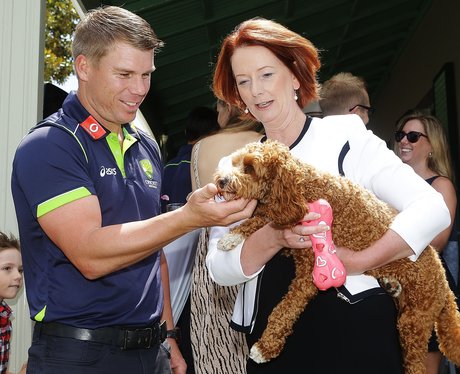 Australian PM Julia Gillard with her dog Reuben
