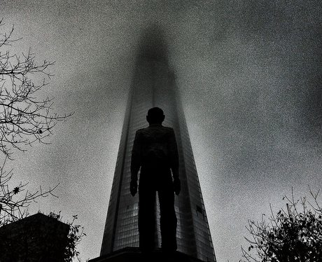 Statue in front of the London Shard