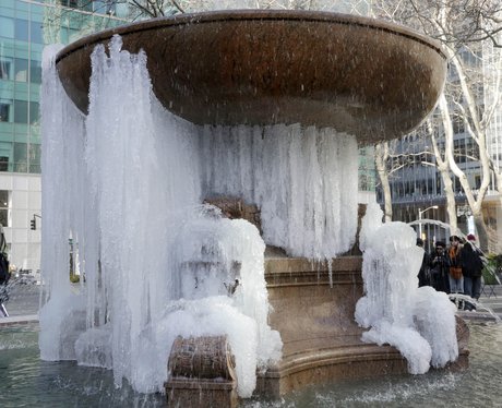 A frozen fountain in New York
