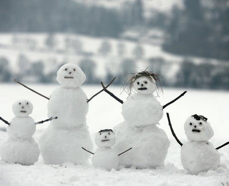 A family of snowmen on Box Hill