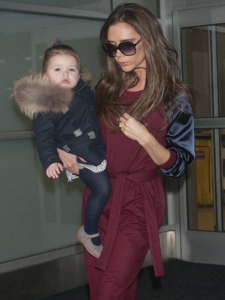Victoria Beckham and Harper at JFK Airport
