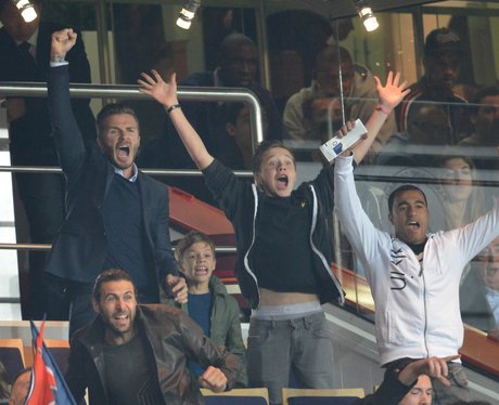 David Beckham with Romeo and Brooklyn