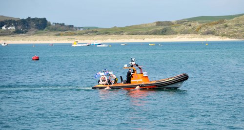 Police launch at the scene in Padstow