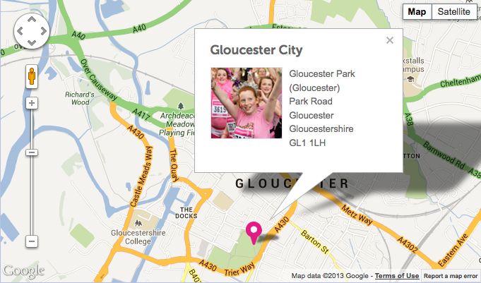 Gloucester Race For Life 2013 Map