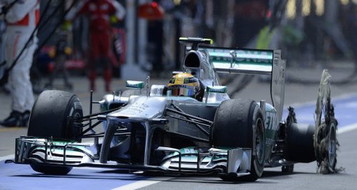 The damage to Lewis Hamilton's car