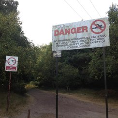 Danger sign at Bawsey Pitt in Kings Lynn