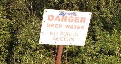 Danger sign at Bawsey Pitt in Kings Lynn