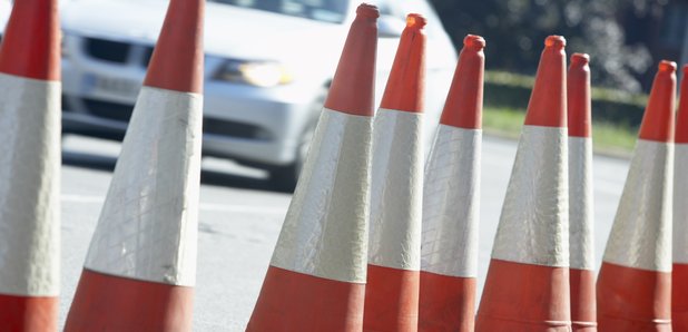 cones at the side of the road