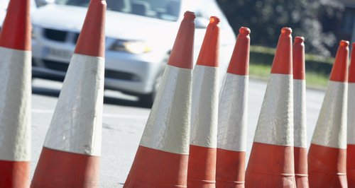 cones at the side of the road