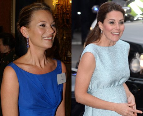 Kate Moss and Kate Middleton in blue dresses