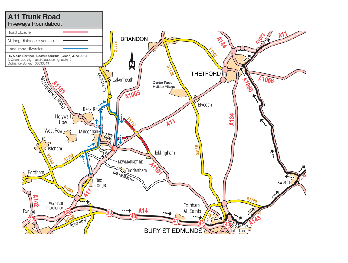 A11 fiveways diversion dual