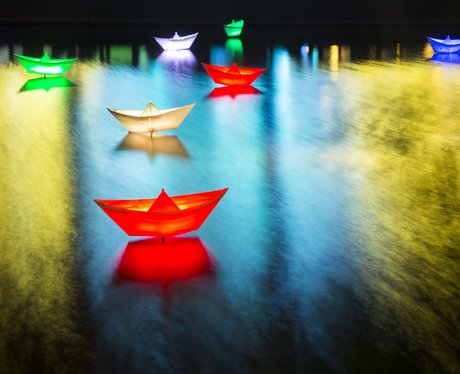 Light show on the river in Potsdam