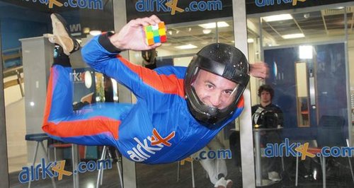 skydiver James Wilson with Rubik's Cube